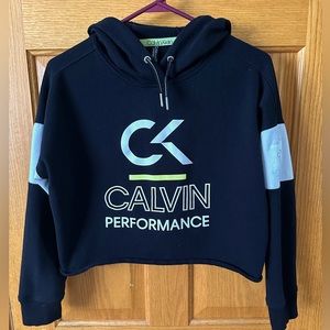 Calvin Klein Performance Black and White Cropped Hoodie